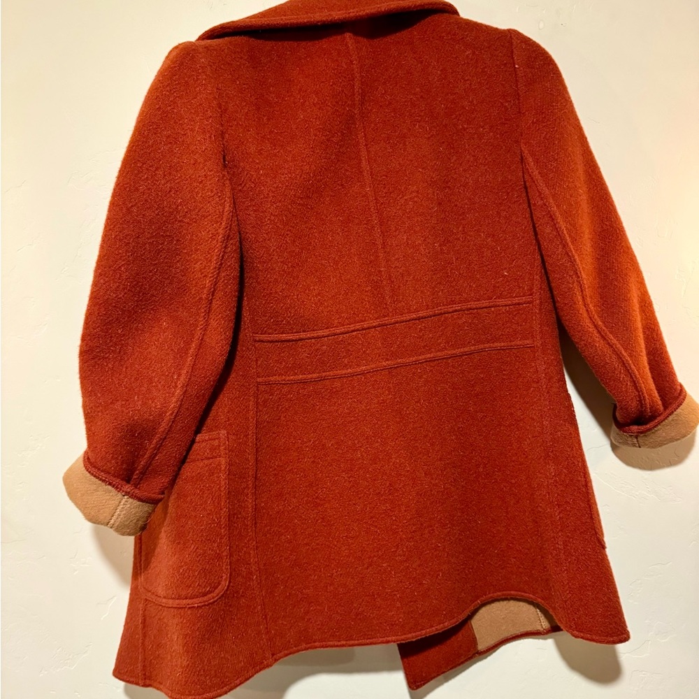 RARE Vintage Max Mara 100% virgin wool pea coat burnt orange - Picture 2 of 6